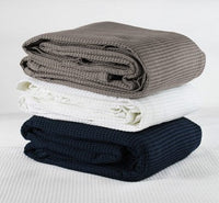 Jason Cotton Waffle Blankets Navy