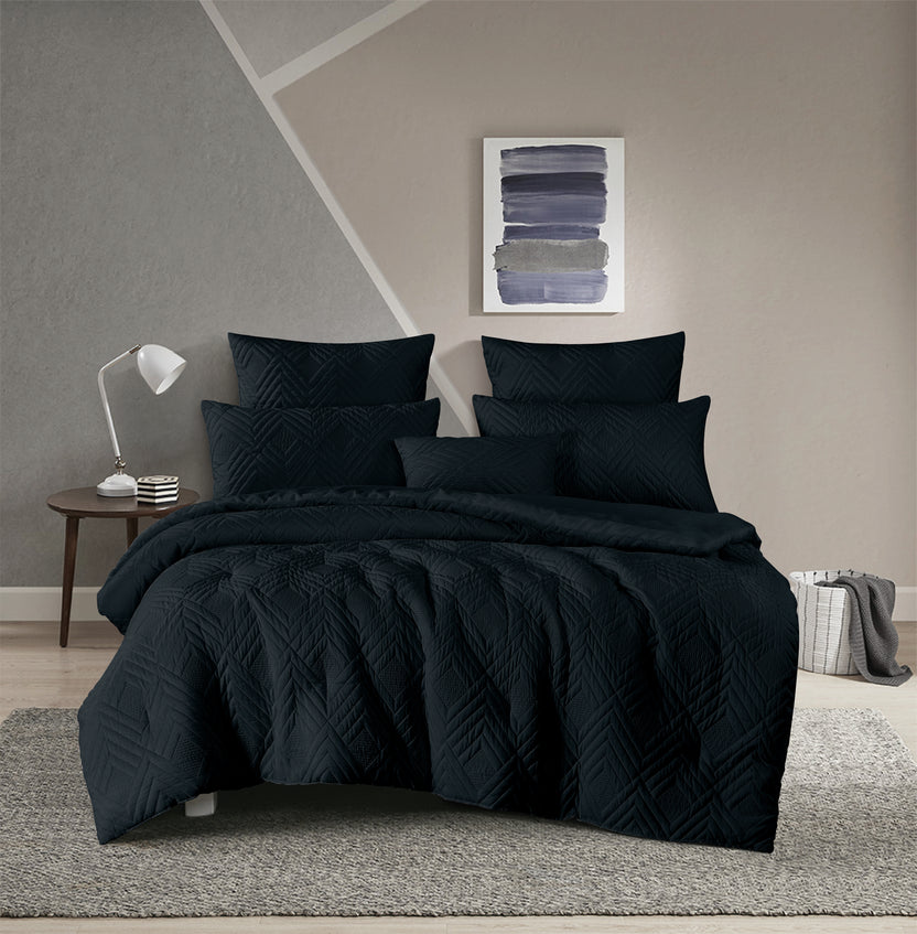 Spencer Black Quilt Cover Set Home Direct Australia